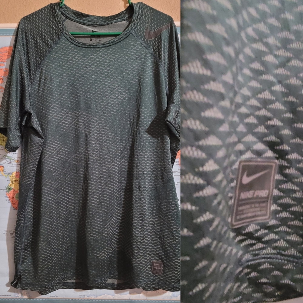 Nike Pro Shirt Men's XLarge Forest Green Gray Made in Jordan